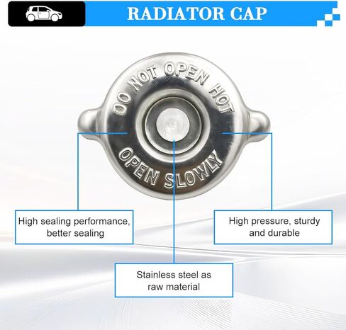 Car Radiator Cap, Metal Leak-Proof Engine Radiator Seal Cover, 16PSI Dual Lug Design Tight-Sealing Automotive Water Tank Lid Replacement, Universal for Most Vehicles in Kuwait
