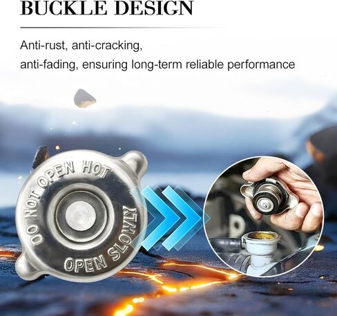 Car Radiator Cap, Metal Leak-Proof Engine Radiator Seal Cover, 16PSI Dual Lug Design Tight-Sealing Automotive Water Tank Lid Replacement, Universal for Most Vehicles in Kuwait