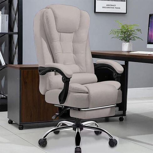 Office Chair Big and Tall Executive Desk Chair with Leg Rest, Adjustable Height Computer Gaming Chair with Headrest for Home Office, Black in Kuwait