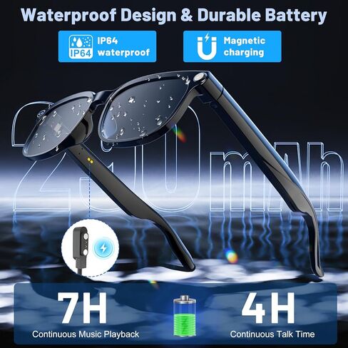 Smart Glasses with Camera, AI Translation Glasses Support 140+ Languages, 1080P Hands-Free Video Recording, IP65 Waterproof Bluetooth Glasses with Voice Assistant for Hiking Vlogging Business in Kuwait