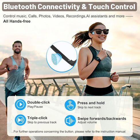 Smart Glasses with Camera, AI Translation Glasses Support 140+ Languages, 1080P Hands-Free Video Recording, IP65 Waterproof Bluetooth Glasses with Voice Assistant for Hiking Vlogging Business in Kuwait