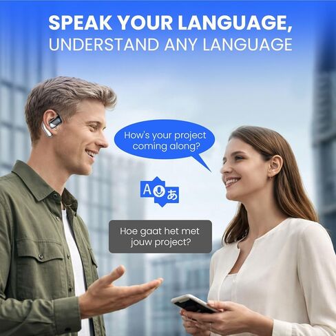 AI Translator Earbuds, Real-Time 2-Way Language Translation Headphones, No Subscription, 198+ Languages for Travel & Face-to-Face Communication, Audifonos Traductores – Black in Kuwait