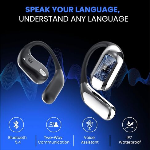 AI Translator Earbuds, Real-Time 2-Way Language Translation Headphones, No Subscription, 198+ Languages for Travel & Face-to-Face Communication, Audifonos Traductores – Black in Kuwait