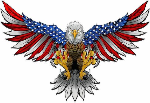 American Bald Eagle Flag Decal Sticker - 12 Inch - Vinyl Car Truck Bumper Patriotic Waterproof Decal Eagle for Car Truck Trailer SUV Van Outdoor Wall Window Laptop Tablet Cup Glass Any Smooth Surface in Kuwait