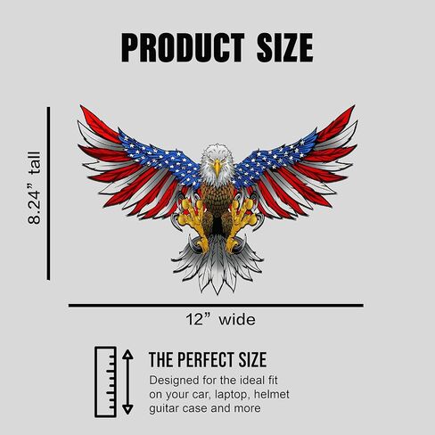 American Bald Eagle Flag Decal Sticker - 12 Inch - Vinyl Car Truck Bumper Patriotic Waterproof Decal Eagle for Car Truck Trailer SUV Van Outdoor Wall Window Laptop Tablet Cup Glass Any Smooth Surface in Kuwait