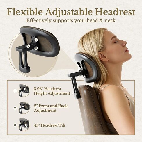 High Back Office Chair with Lumbar Support - Ergonomic Executive Desk Chair, Adjustable Swivel Computer Chair in Premium Faux Leather for Home Office Comfort, Brown in Kuwait