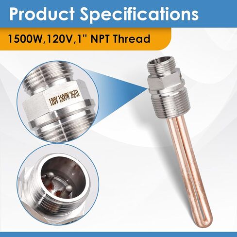 8605556 Engine Block Immersion Heater Compatible with Caterpillar 3406 3408 C9 C15 for Detroit Diesel 50 60 for Navistar for International V800 for Perkins 640, 120V 1500W w/Cordset Cord in Kuwait