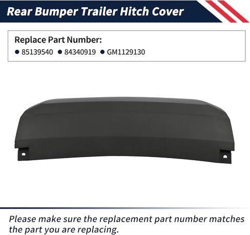 Rear Bumper Trailer Hitch Cover 85139540 Fit for Chevrolet Suburban Tahoe GMC Yukon 2021 2022 2023 2024 Replace 84340919 GM1129130 Tow Hitch Cover w/Mounting Clips in Kuwait