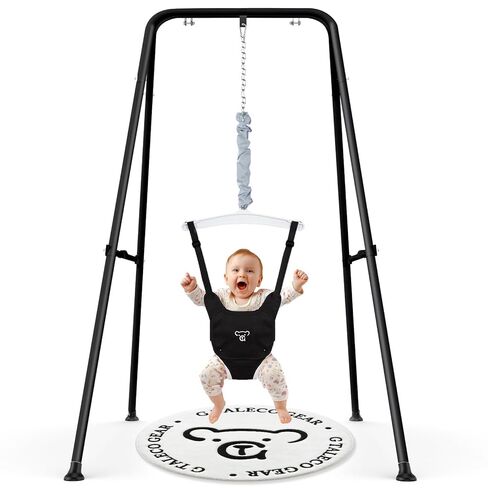 G TALECO GEAR Baby Jumper with Stand,Baby Bouncer,Easy Set-Up,Baby Exerciser for Active Babies,Suitable for Indoor and Outdoor, Black (Water Mat Include) in Kuwait