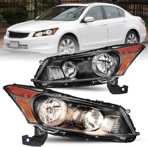 زوج مجموعة المصابيح الأمامية TUSDAR متوافق مع 2008-2012 Honda Accord Sedan 4-Door LX LX-P HFP EX EX-L استبدال المصابيح الأمامية على طراز المصنع للسائق وجانب الركاب in Kuwait