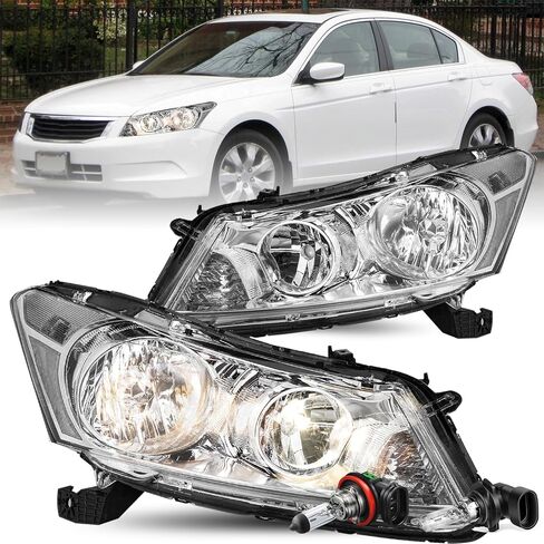 TUSDAR Headlight Assembly Pair Compatible with 2008-2012 Honda Accord Sedan 4-Door LX LX-P HFP EX EX-L Factory Style Headlamp Replacement Driver and Passenger Side in Saudi Arabia