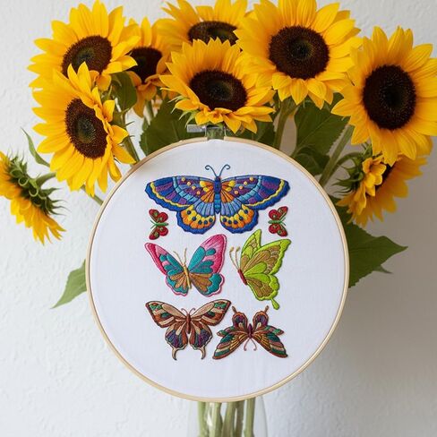 4 Sheets Stick and Stitch Embroidery Paper Patterns, Embroidery Stencils, Butterflies Stabilizer Water Soluble Hand Sewing, Embroidery Pattern for Hand Sewing Lover Beginners, Jean Bag T-Shirt (40Pcs) in Kuwait