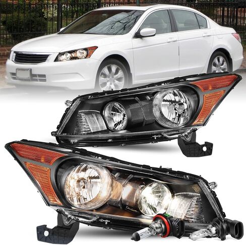 TUSDAR Headlight Assembly Pair Compatible with 2008-2012 Honda Accord Sedan 4-Door LX LX-P HFP EX EX-L Factory Style Headlamp Replacement Driver and Passenger Side in Saudi Arabia