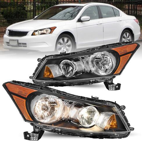 TUSDAR Headlight Assembly Pair Compatible with 2008-2012 Honda Accord Sedan 4-Door LX LX-P HFP EX EX-L Factory Style Headlamp Replacement Driver and Passenger Side in Saudi Arabia