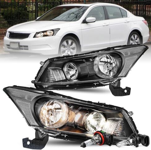 TUSDAR Headlight Assembly Pair Compatible with 2008-2012 Honda Accord Sedan 4-Door LX LX-P HFP EX EX-L Factory Style Headlamp Replacement Driver and Passenger Side in Saudi Arabia