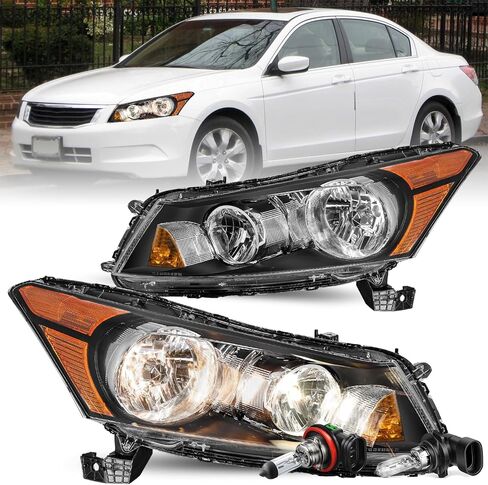 TUSDAR Headlight Assembly Pair Compatible with 2008-2012 Honda Accord Sedan 4-Door LX LX-P HFP EX EX-L Factory Style Headlamp Replacement Driver and Passenger Side in Saudi Arabia
