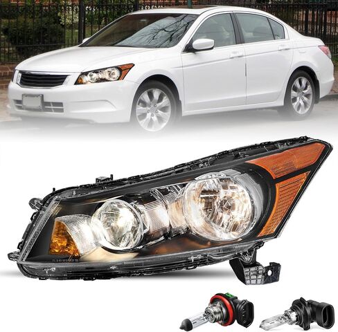 TUSDAR Headlight Assembly Pair Compatible with 2008-2012 Honda Accord Sedan 4-Door LX LX-P HFP EX EX-L Factory Style Headlamp Replacement Driver and Passenger Side in Saudi Arabia
