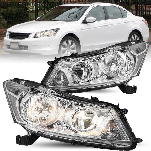 TUSDAR Headlight Assembly Pair Compatible with 2008-2012 Honda Accord Sedan 4-Door LX LX-P HFP EX EX-L Factory Style Headlamp Replacement Driver and Passenger Side in Saudi Arabia