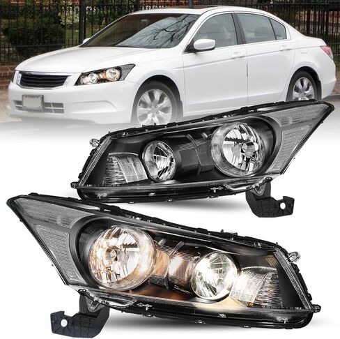 TUSDAR Headlight Assembly Pair Compatible with 2008-2012 Honda Accord Sedan 4-Door LX LX-P HFP EX EX-L Factory Style Headlamp Replacement Driver and Passenger Side in Saudi Arabia