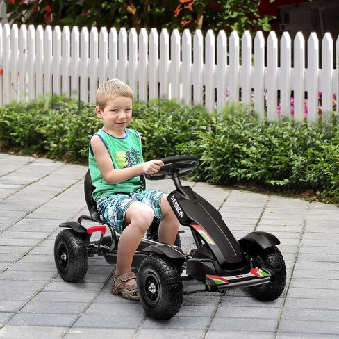 Gecheer Kids Pedal Go Kart for Ages 5-12 – Adjustable Seat, Handbrake, 4 Non-Slip Rubber Wheels, Smooth Ride on Cement, Brick, Gravel & Asphalt in Kuwait