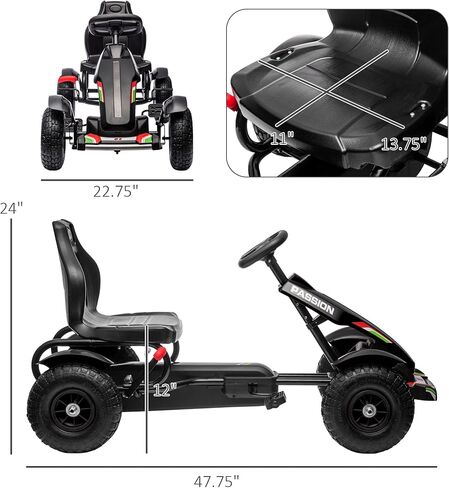Gecheer Kids Pedal Go Kart for Ages 5-12 – Adjustable Seat, Handbrake, 4 Non-Slip Rubber Wheels, Smooth Ride on Cement, Brick, Gravel & Asphalt in Kuwait