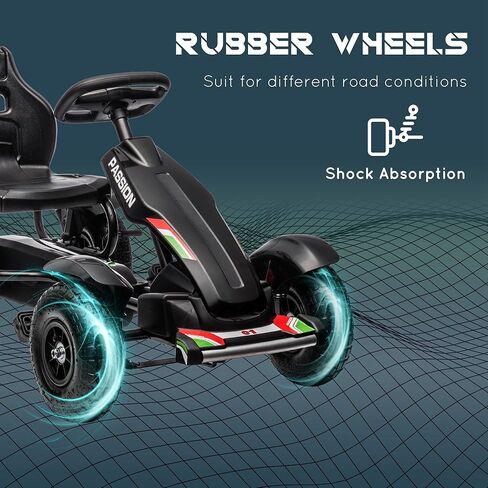 Gecheer Kids Pedal Go Kart for Ages 5-12 – Adjustable Seat, Handbrake, 4 Non-Slip Rubber Wheels, Smooth Ride on Cement, Brick, Gravel & Asphalt in Kuwait