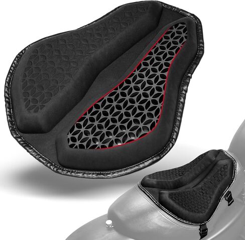 Amazicha Universal Motorcycle Seat Cushion, Motorcycle Seat Pad, Large 3D-Honeycomb Structure Shake Rider Cushion TPE Shock Absorption and Breathable for Long Rides in Kuwait
