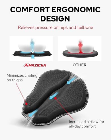 Amazicha Universal Motorcycle Seat Cushion, Motorcycle Seat Pad, Large 3D-Honeycomb Structure Shake Rider Cushion TPE Shock Absorption and Breathable for Long Rides in Kuwait