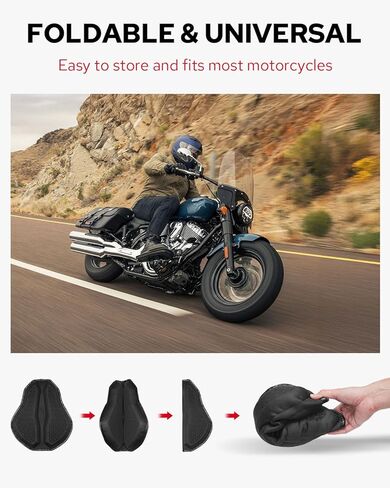 Amazicha Universal Motorcycle Seat Cushion, Motorcycle Seat Pad, Large 3D-Honeycomb Structure Shake Rider Cushion TPE Shock Absorption and Breathable for Long Rides in Kuwait
