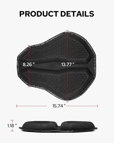 Amazicha Universal Motorcycle Seat Cushion, Motorcycle Seat Pad, Large 3D-Honeycomb Structure Shake Rider Cushion TPE Shock Absorption and Breathable for Long Rides in Kuwait