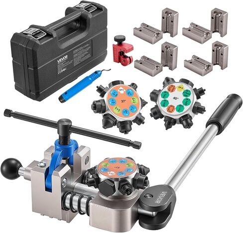VEVOR Professional Brake Line Flaring Tool, 45 & 37 Degree Double Flare Bubble Flare Tool Kit for 3/16", 1/4", 5/16", 3/8" Copper Aluminum Thin Steel Tubes in Kuwait