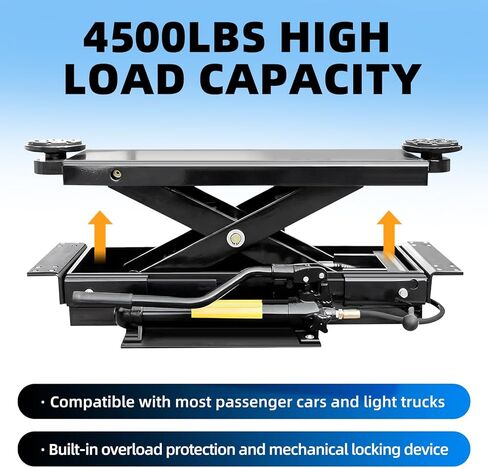 4500 Lb Rolling Scissor Jack, Manual Pump Rolling Bridge Jack for 4 Post Lift, Adjustable Width with 3 Locking Positions in Kuwait