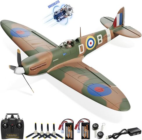 طائرة RC بدون فرشاة 4 قنوات - طائرة VOLANTEXR Spitfire Fighter 500 مم RC مع جيرو 6 محاور ومثبت XPilot، 3 أوضاع طيران 2.4G RTF طائرة تحكم عن بعد 19 بوصة in Kuwait