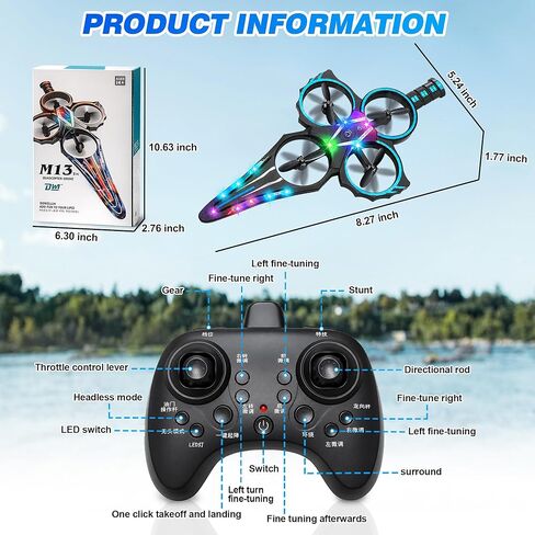 Flying Sword RC Airplane, Gesture Control Airplanes for Kids Adult 8-16, Remote Control Drone Sword with Light, 360° Flip Fighter Jet Toy, Gravity Sensing, Stunt Roll, Gift for Boy Girl, Blue in Kuwait