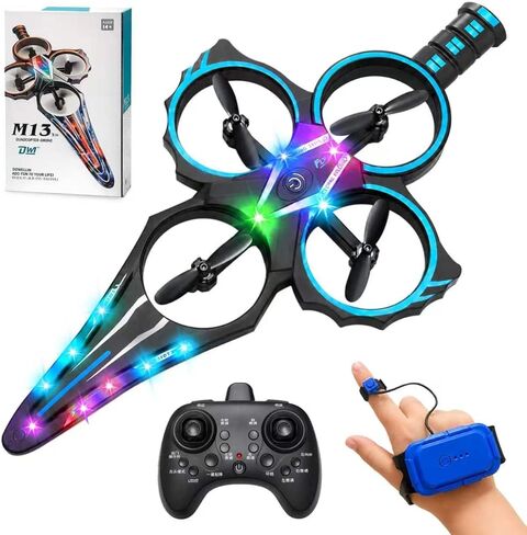 Flying Sword RC Airplane, Gesture Control Airplanes for Kids Adult 8-16, Remote Control Drone Sword with Light, 360° Flip Fighter Jet Toy, Gravity Sensing, Stunt Roll, Gift for Boy Girl, Blue in Kuwait
