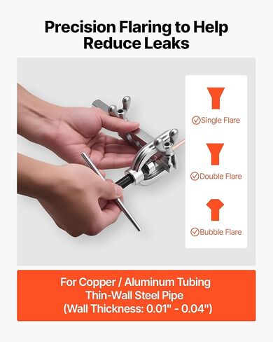 VEVOR 3/16" Brake Line Repair Kit, 45° Double & Single Brake Line Flaring Tool Kit, 25FT Copper Coated Brake Line (with 16 Fittings & 4 Unions) - Tube Cutter, 5 Adapters and Toolbox Included in Kuwait