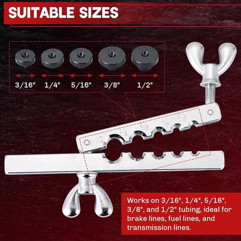 Brake Line Double & Single Flaring Tool Kit with Tubing Cutter | 45° Flare Tool Set with 5 Adapters for Copper, Aluminum & Brass Tubing, Brake Line Flaring Tool Kit in Saudi Arabia