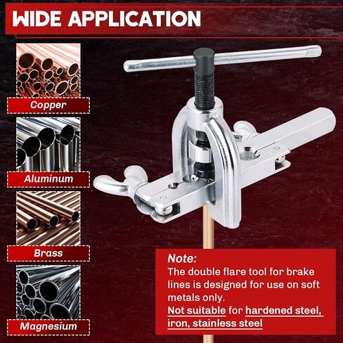 Brake Line Double & Single Flaring Tool Kit with Tubing Cutter | 45° Flare Tool Set with 5 Adapters for Copper, Aluminum & Brass Tubing, Brake Line Flaring Tool Kit in Saudi Arabia