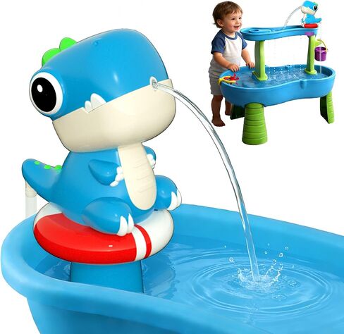 Dinosaur Water Table Pump with Continuous Flow – Rechargeable Battery-Powered Water Pump Toy for Kids - Fun Outdoor Summer Water Play Accessories in Kuwait