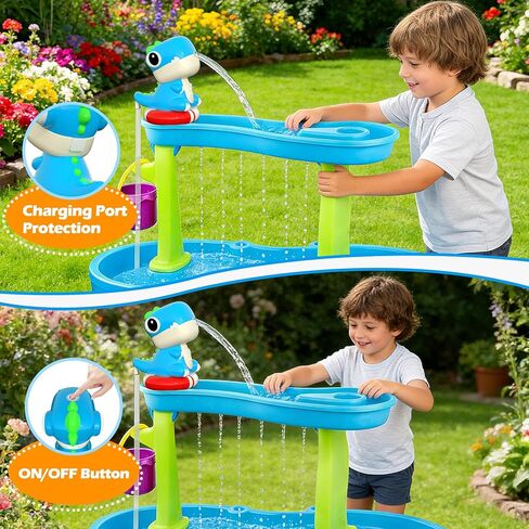 Dinosaur Water Table Pump with Continuous Flow – Rechargeable Battery-Powered Water Pump Toy for Kids - Fun Outdoor Summer Water Play Accessories in Kuwait