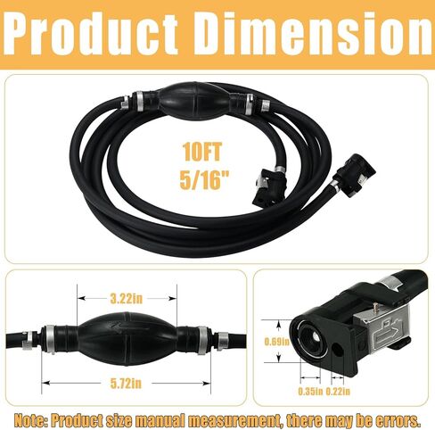 Outboard Fuel Line Hose Kit for Ya-maha Marine Outboard 5/16" 10Ft Fuel Line with Primer Bulb and Quick Connectors 4 Clamps 35-816296-4 Fuel Filter in Kuwait