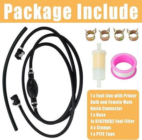 Outboard Fuel Line Hose Kit for Ya-maha Marine Outboard 5/16" 10Ft Fuel Line with Primer Bulb and Quick Connectors 4 Clamps 35-816296-4 Fuel Filter in Kuwait