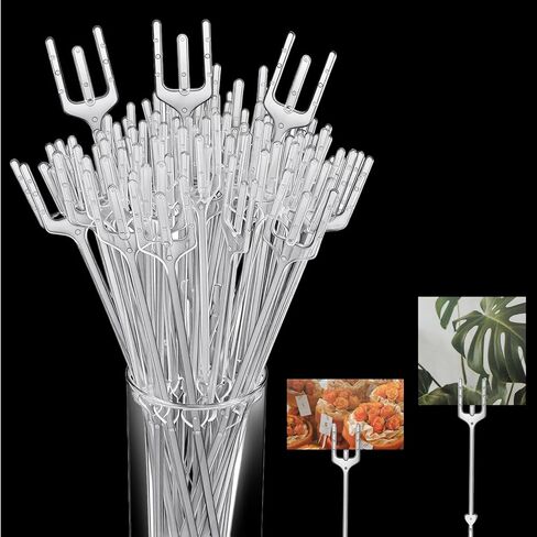 320 Pcs Clear Plastic Floral Pick Card Holders 9.4 Inch Straight Head Fork Shaped Flower Sticks for Wedding Bouquet Arrangement Table Numbers Photo Cake Birthday Party Decoration in Kuwait