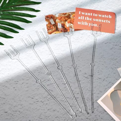 320 Pcs Clear Plastic Floral Pick Card Holders 9.4 Inch Straight Head Fork Shaped Flower Sticks for Wedding Bouquet Arrangement Table Numbers Photo Cake Birthday Party Decoration in Kuwait