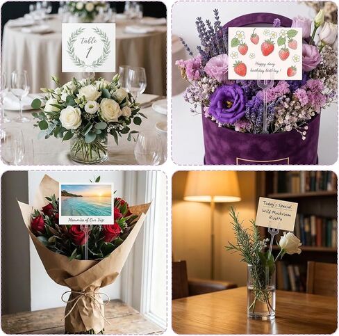 320 Pcs Clear Plastic Floral Pick Card Holders 9.4 Inch Straight Head Fork Shaped Flower Sticks for Wedding Bouquet Arrangement Table Numbers Photo Cake Birthday Party Decoration in Kuwait