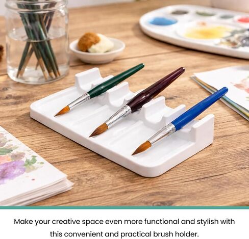 6 Slots Paint Brush Rest Holder – Portable Durable Brush Holder Caddy, Easy to Clean Artist Tool Organizer for Painting Art Accessories, 4.6×2×0.6 Inch in Kuwait