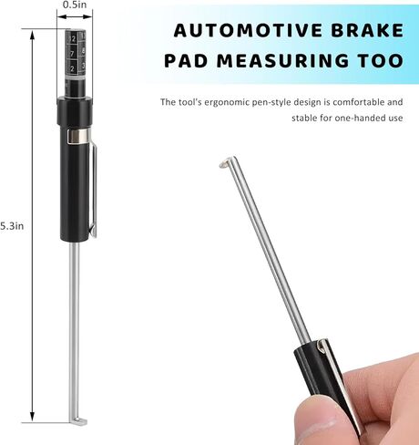 Car Brake Pad Thickness Measure Tool, Aluminum Base Plate Brake Shoe Gauge Tester with Scale, Portable Thickness Detection Pen Scale for Internal External Measurement in Kuwait