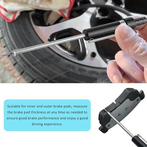Car Brake Pad Thickness Measure Tool, Aluminum Base Plate Brake Shoe Gauge Tester with Scale, Portable Thickness Detection Pen Scale for Internal External Measurement in Kuwait