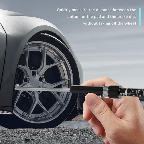 Car Brake Pad Thickness Measure Tool, Aluminum Base Plate Brake Shoe Gauge Tester with Scale, Portable Thickness Detection Pen Scale for Internal External Measurement in Kuwait