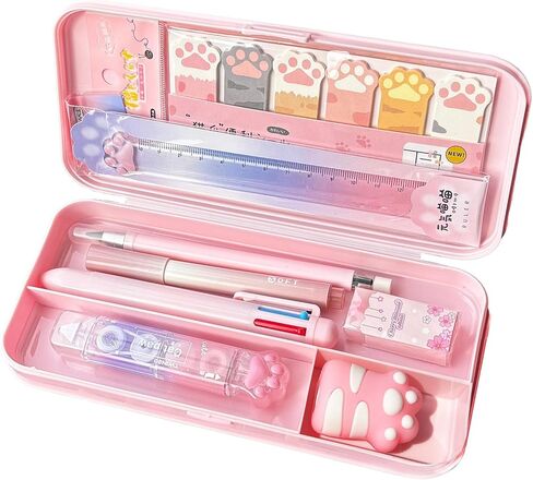 9+1 Pcs Pink Kawaii Stationery Set, Cute Cat Paw School Supplies, Japanese Style Office Student Best Gifts in Kuwait